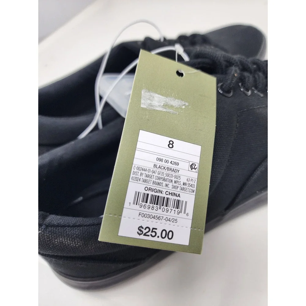 Goodfellow & Co Mens Low Top Lace Up Sneakers Black Canvas Casual Size 8